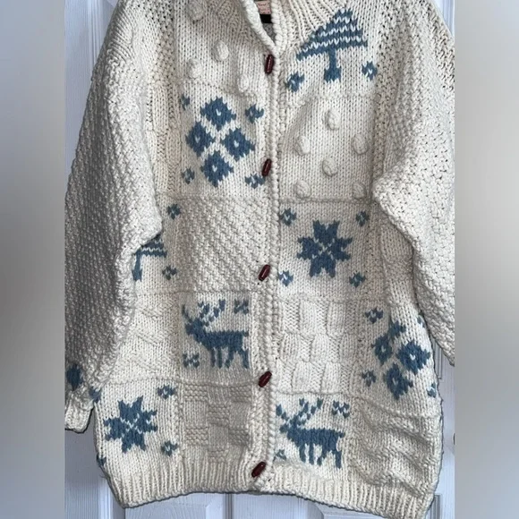 Vintage Hand Kitted Ruby Flynn Mid Length Button Sweater - Picture 3 of 10